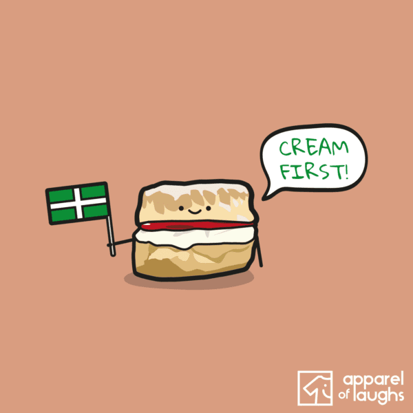 Cream First Scone T-Shirt Design Old Gold Devon