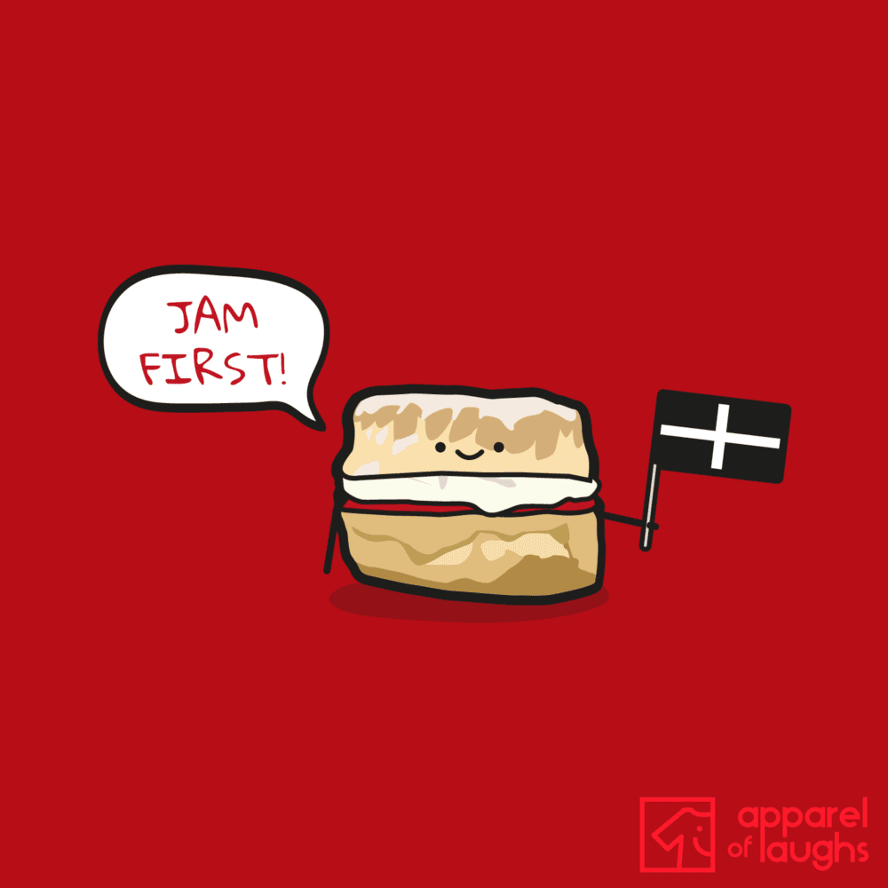 Jam First Scone Cornwall T-Shirt Design Red