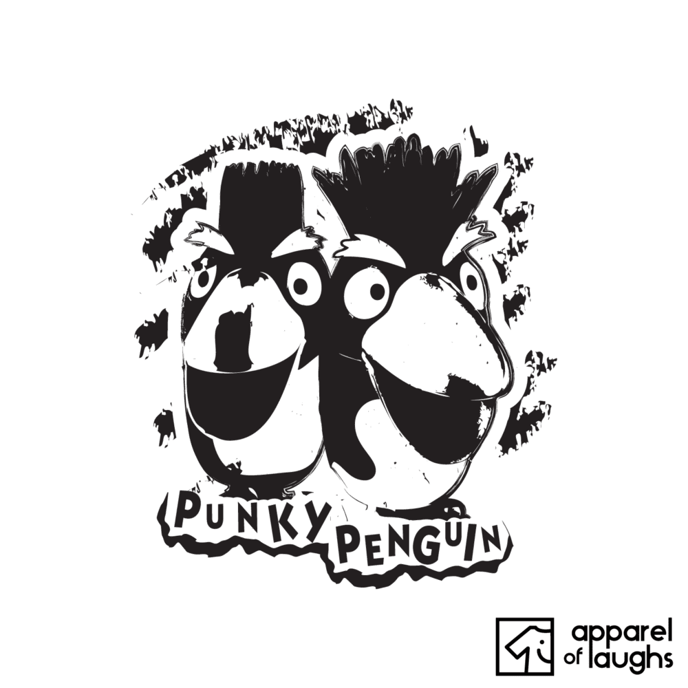 Punky Penguin Punk Music T Shirt Design White