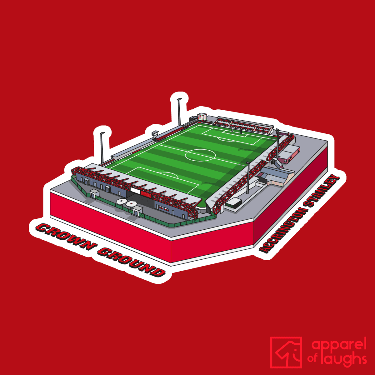 Accrington Stanley Football Stadium Wham Crown Ground T Shirt Design Red