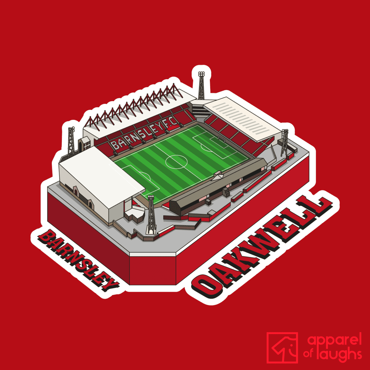 Barnsley Football Stadium Oakwell T Shirt Design Red