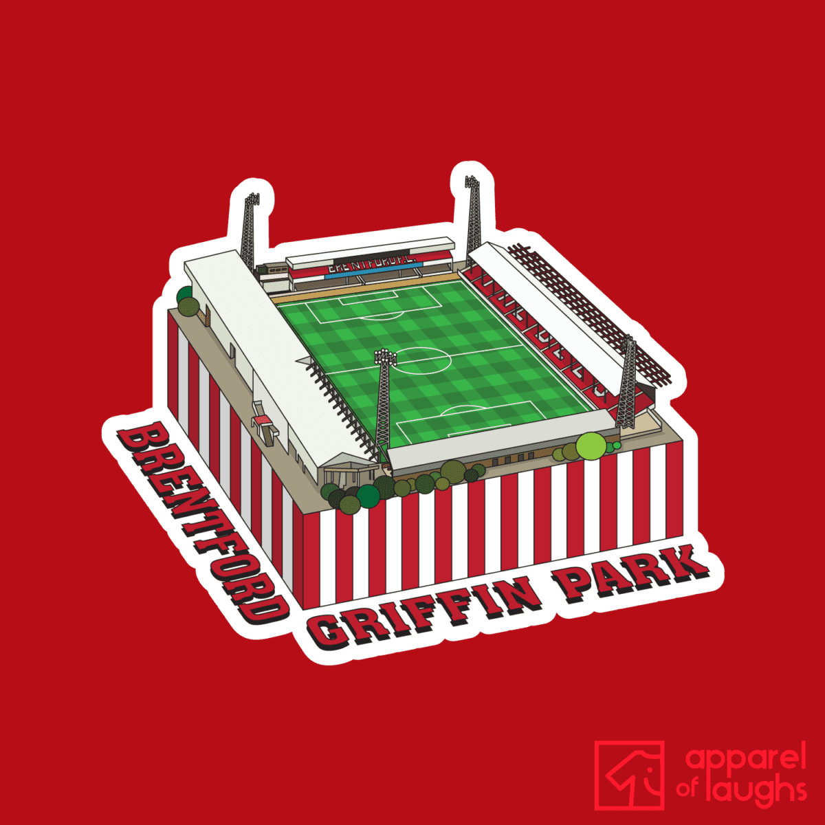 Brentford Football Stadium Griffin Park T Shirt Design Red