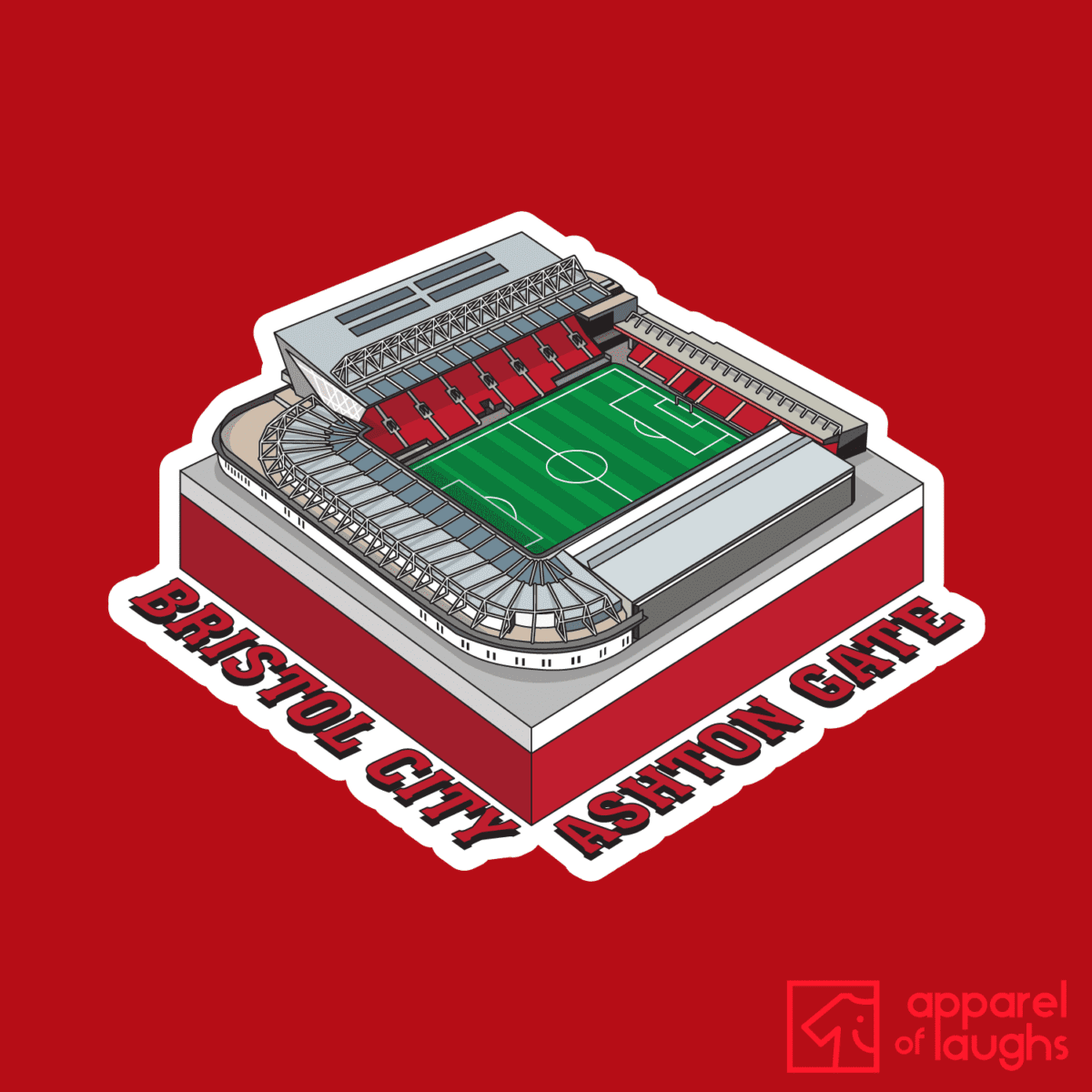Bristol City Football Stadium Ashton Gate T Shirt Design Red