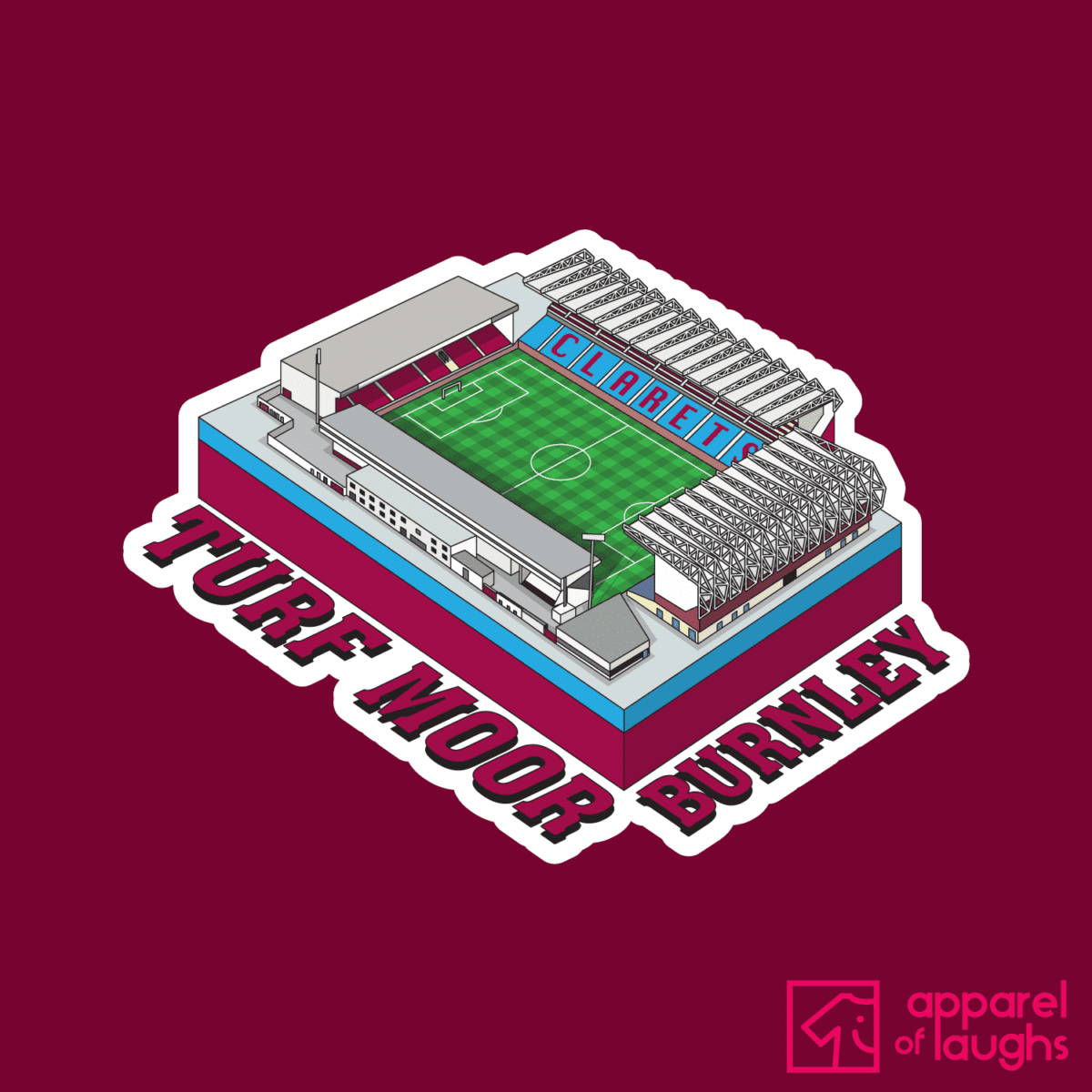 Burnley Football Stadium Turf Moor T Shirt Design Cardinal Red