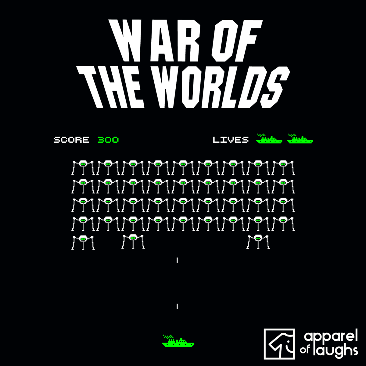 War of the Worlds Arcade T Shirt Design Black