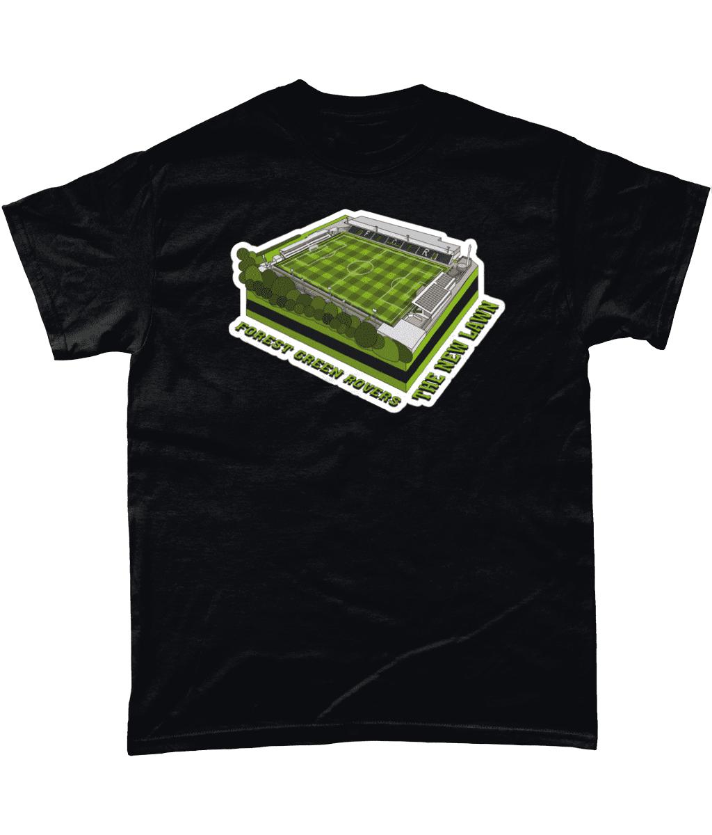 Forest Green Rovers Football Stadium New Lawn T Shirt Black