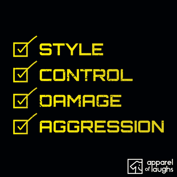 Robot Wars Judges Style Control Damage Aggression T Shirt Design Black