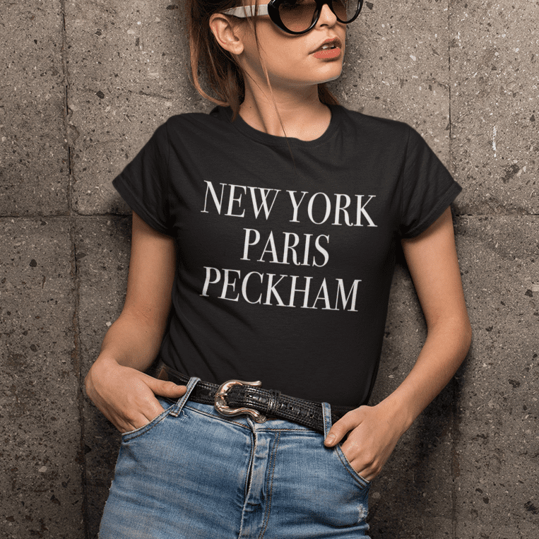 New York Paris Peckham Only Fools and Horses Women's T-Shirt Black Mockup