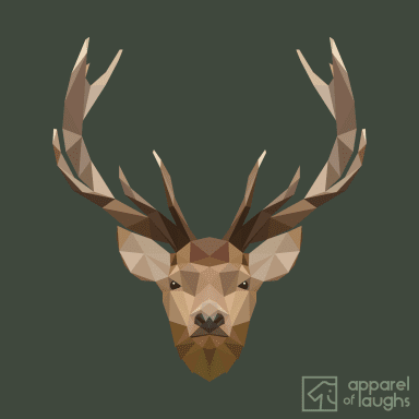 Low Poly Stag British Wildlife Military Green Design