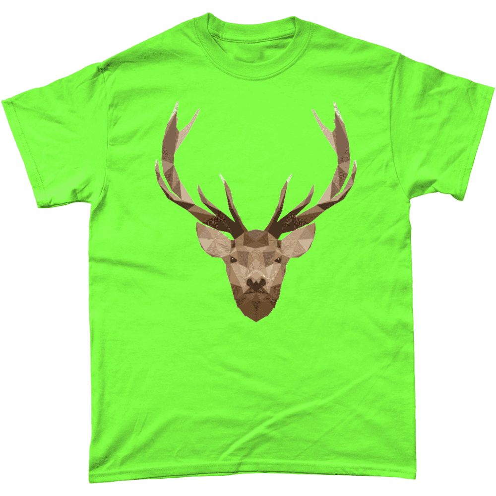Low Poly Stag British Wildlife Lime T-Shirt Design