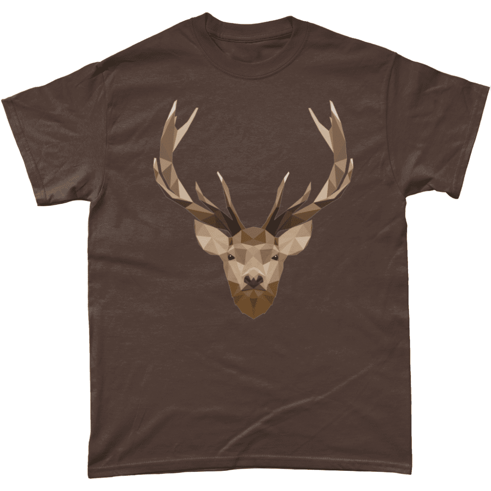 Low Poly Stag British Wildlife Dark Chocolate T-Shirt Design