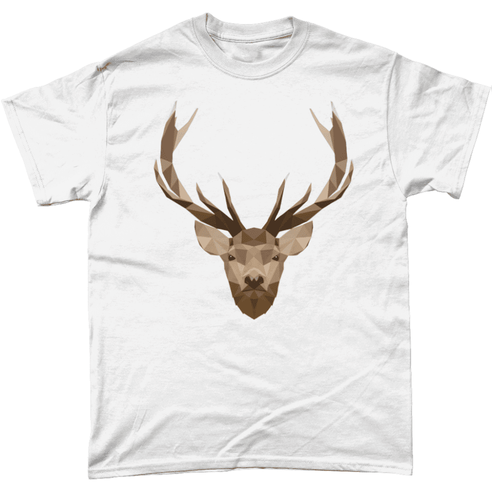 Low Poly Stag British Wildlife White T-Shirt Design
