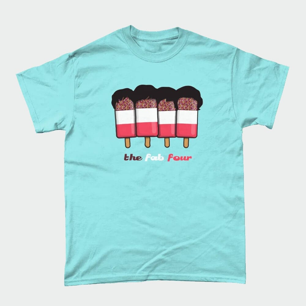 Fab Four 4 Beatles Ice Cream Lolly T-Shirt Design Orange Heather