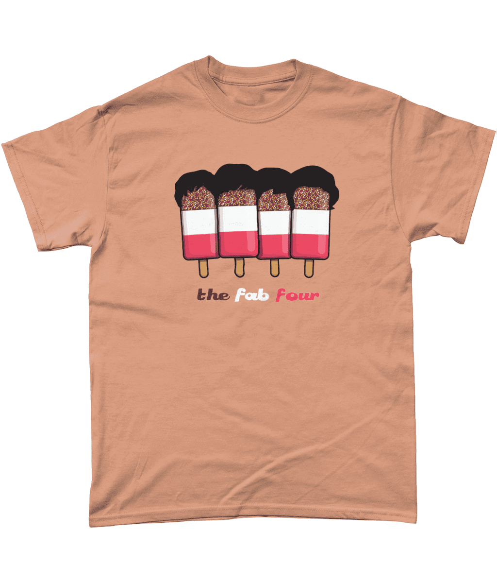 Fab Four 4 Beatles Ice Cream Lolly Men's T-Shirt Design Old Gold