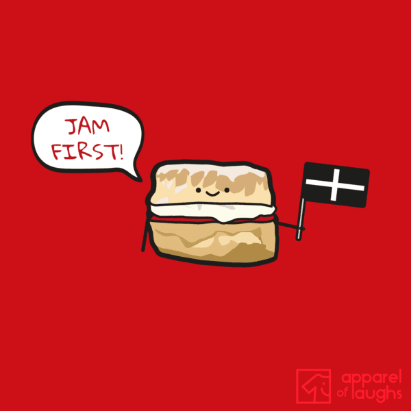 Jam First Scone Cornwall British Food Hoodie Design Fire Red