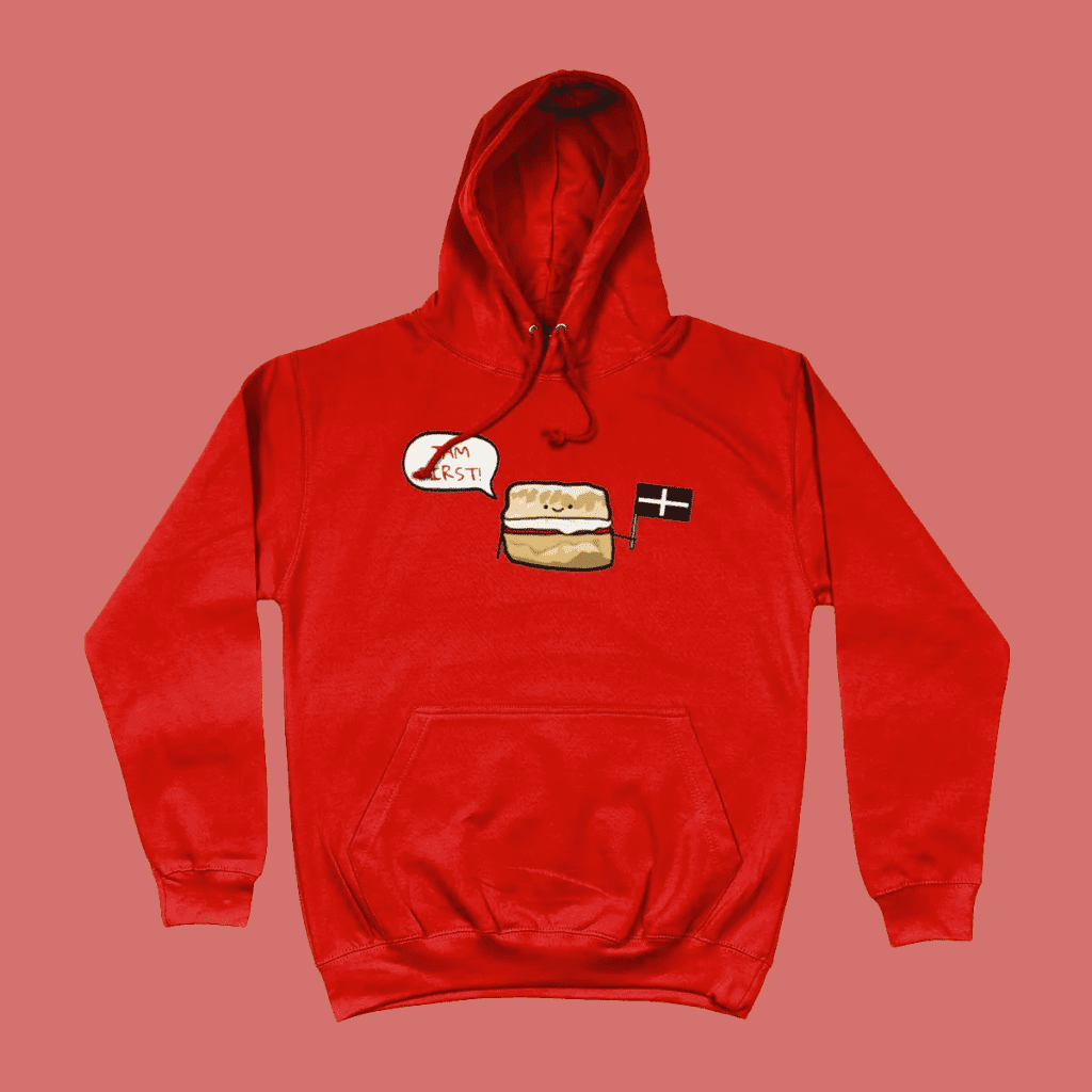 Jam First Scone Cornwall British Food Hoodie Red