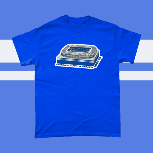 Cardiff City Stadium Football Illustration Men's T Shirt Royal Blue