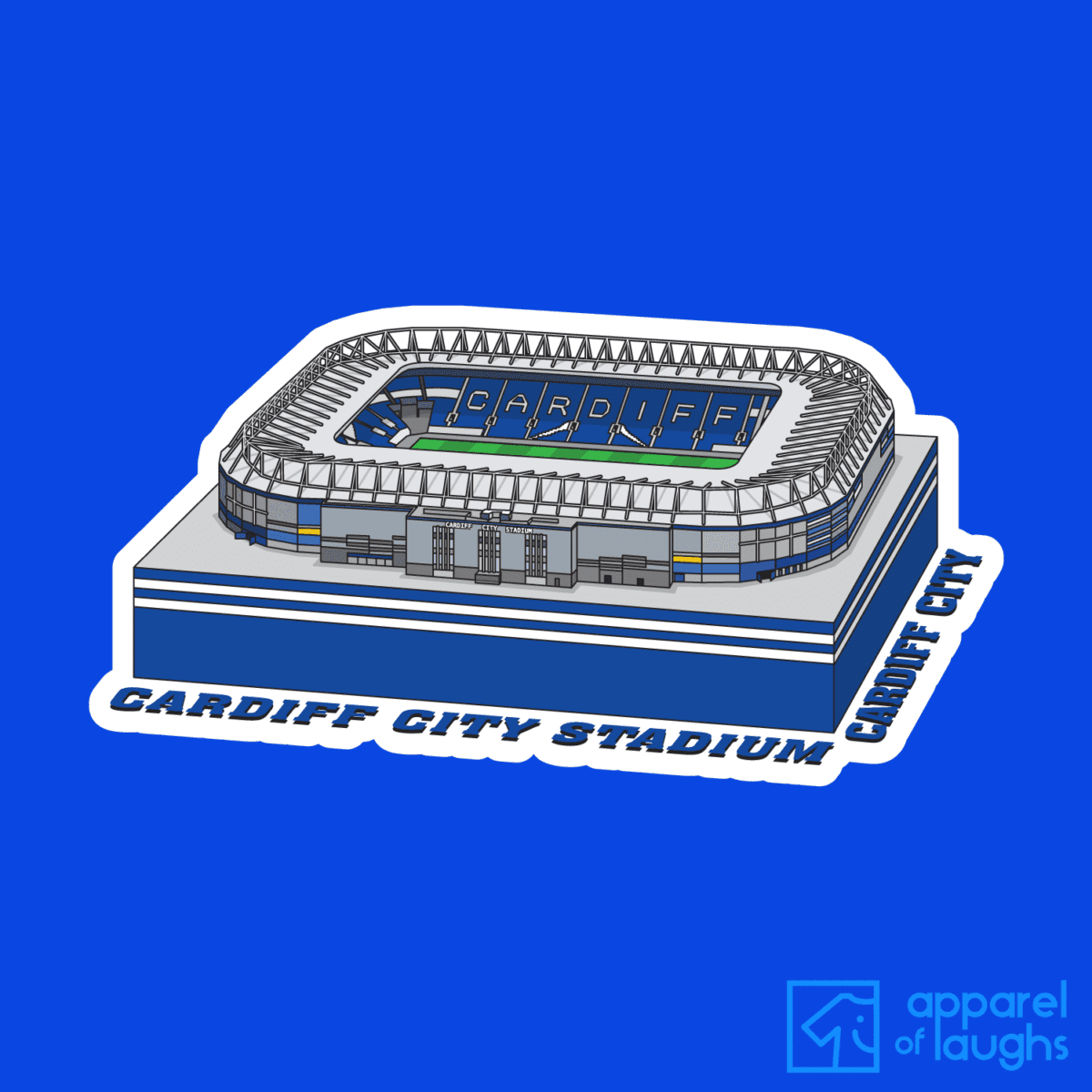 Cardiff City Stadium Football T Shirt Design Royal Blue