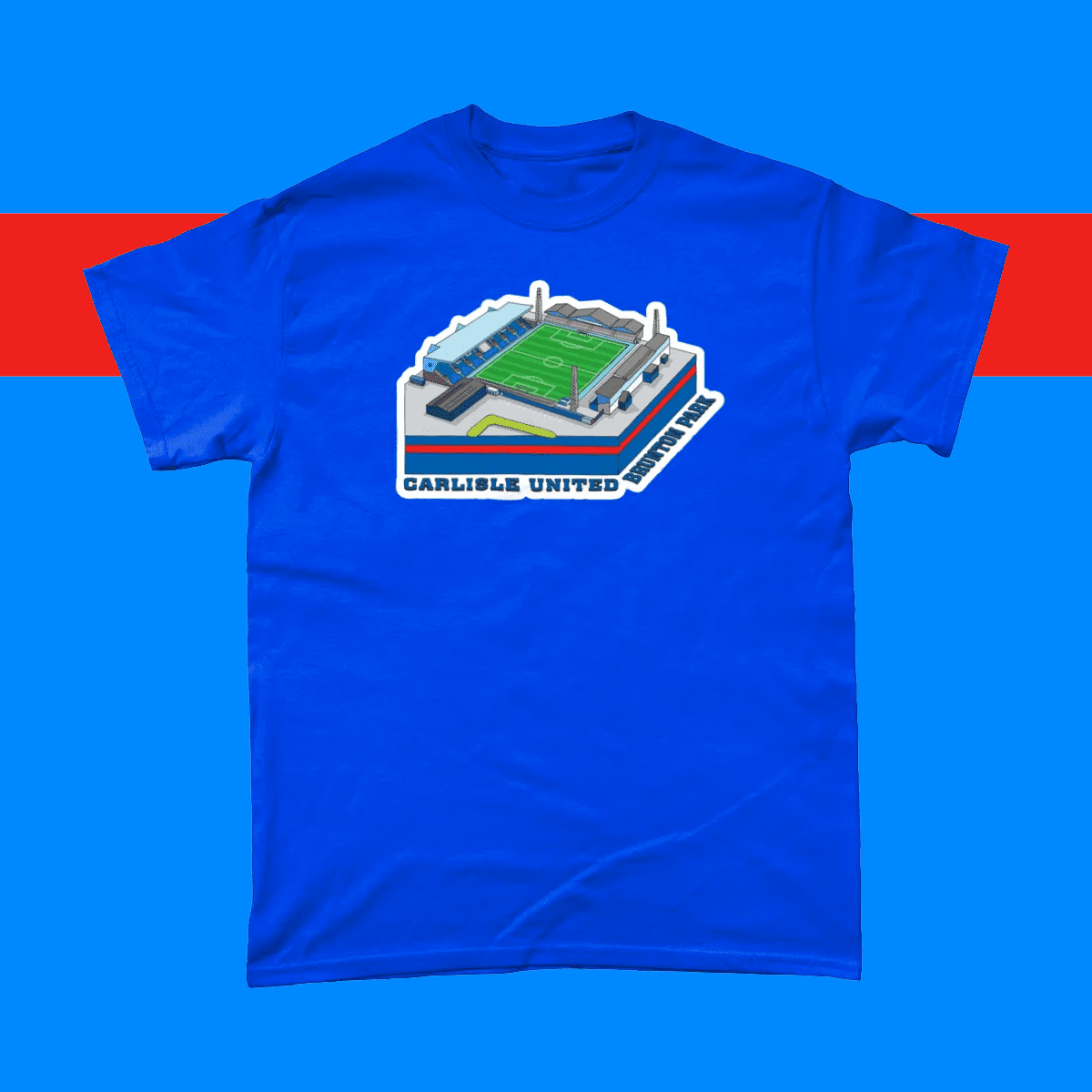 Carlisle United Brunton Park Football Illustration Men's T-Shirt Design Royal Blue