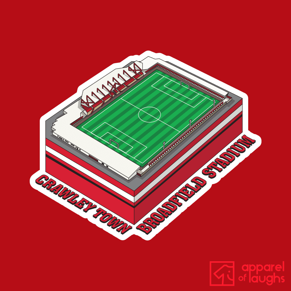 Crawley Town Broadfield Stadium Football Illustration T Shirt Design Red