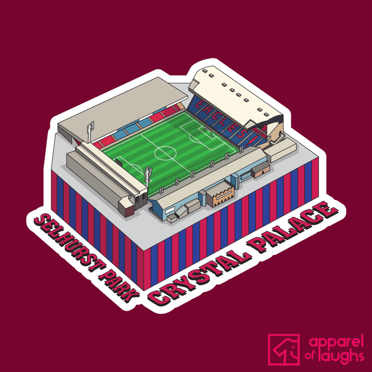 Crystal Palace Selhurst Park Football Stadium Illustration T Shirt Design Cardinal Red