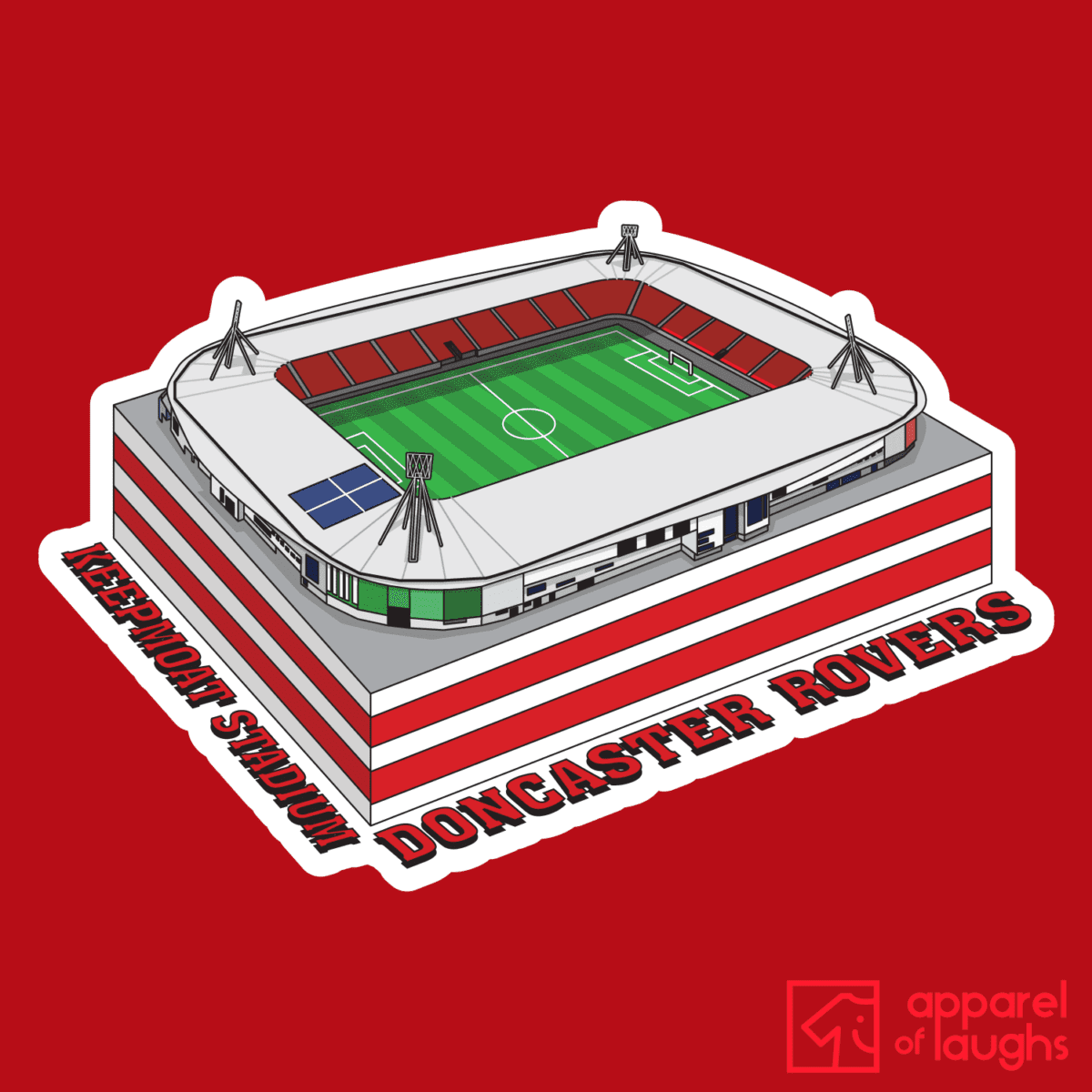 Doncaster Rovers Keepmoat Stadium Football Illustration T Shirt Design Red