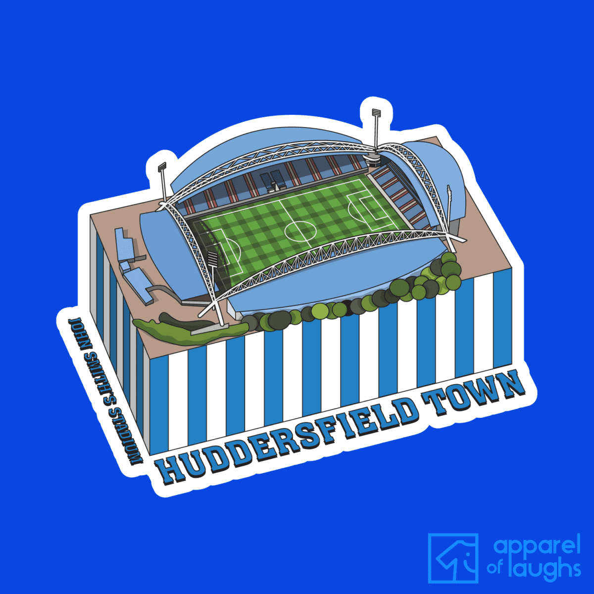 Huddersfield Town John Smith's Stadium Football Illustration T Shirt Design Royal Blue
