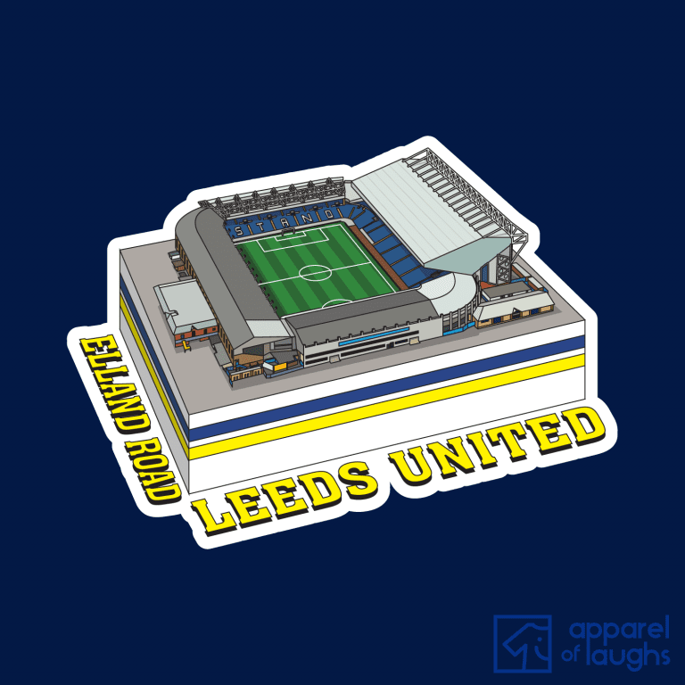 Leeds United Elland Road Footbal lStadium Football Illustration T Shirt Design Navy