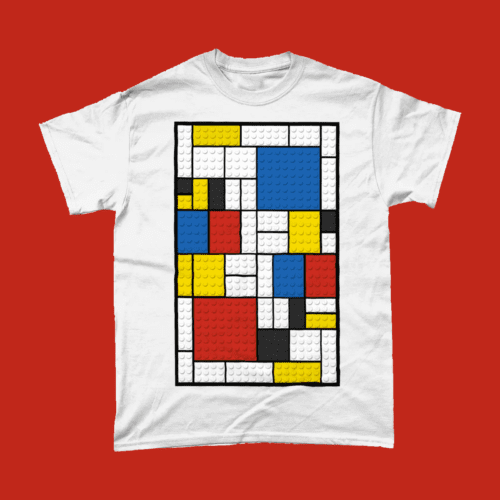 Lego Brick Mondrian Modern Art T Shirt White