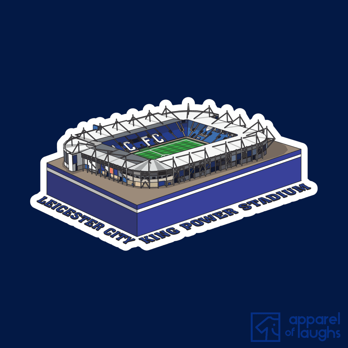 Leicester City King Power Stadium Football Illustration T Shirt Design Royal Blue