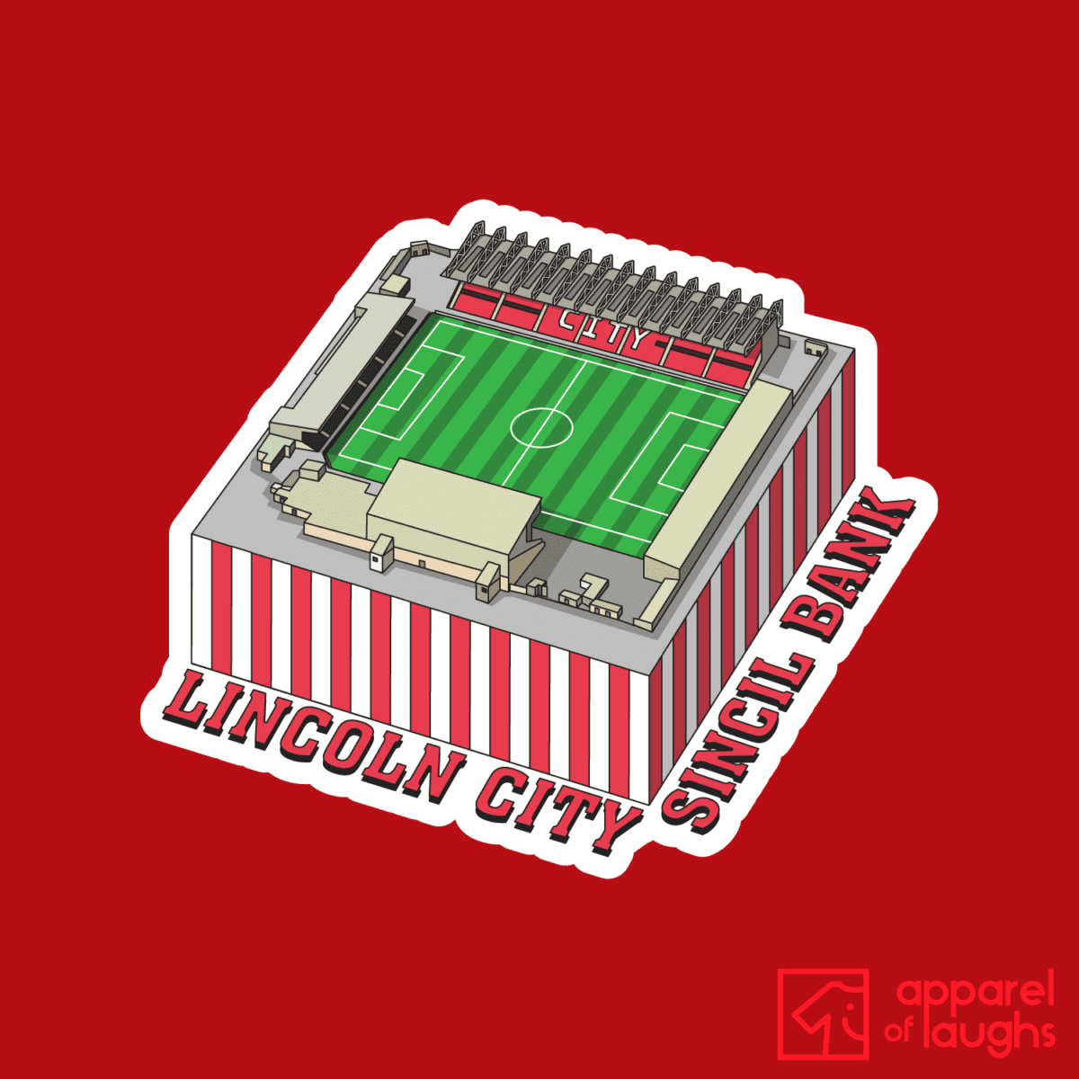 Lincoln City Sincil Bank Football Stadium Illustration T Shirt Design Red