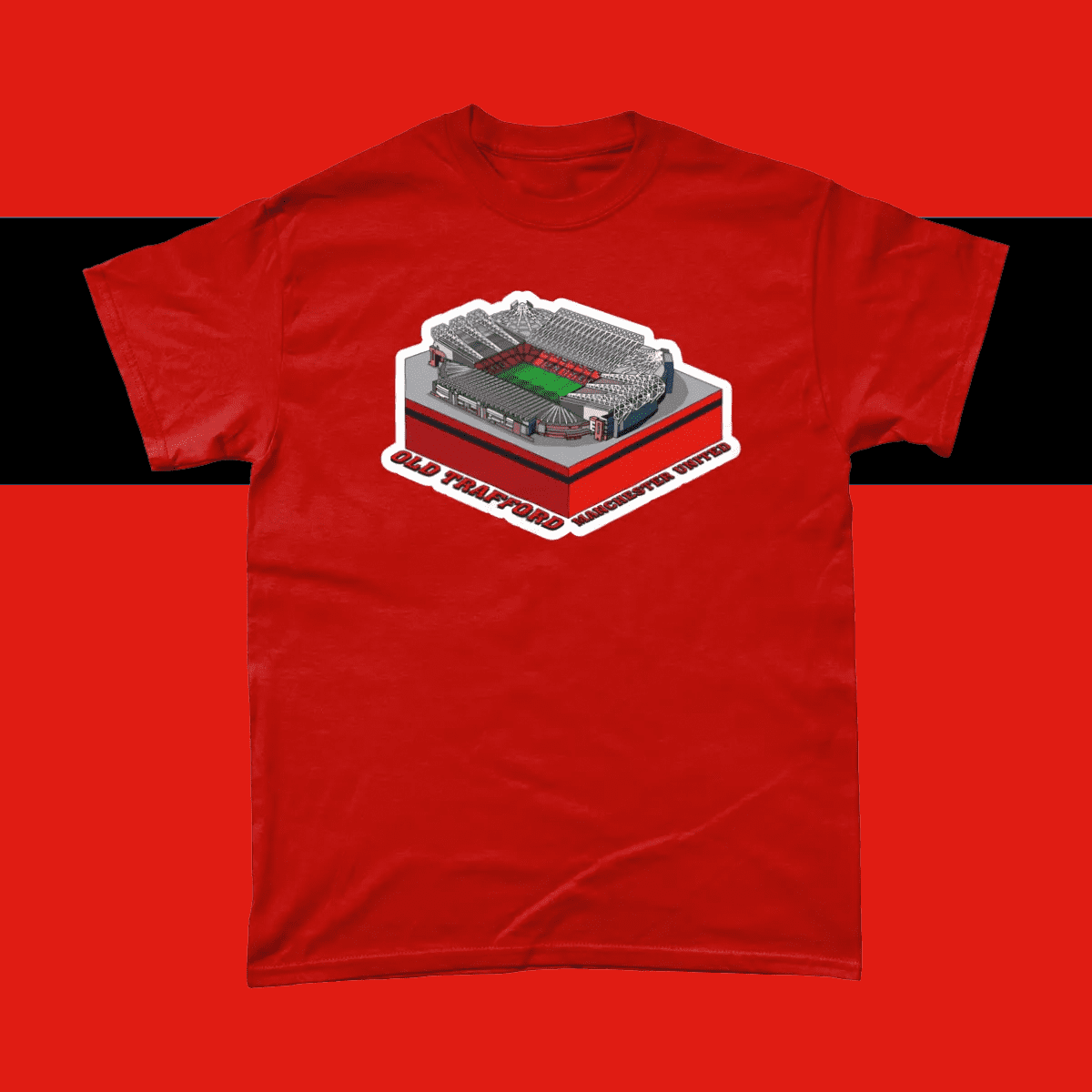 Manchester United Old Trafford Football Stadium Illustration Men's T-Shirt Red