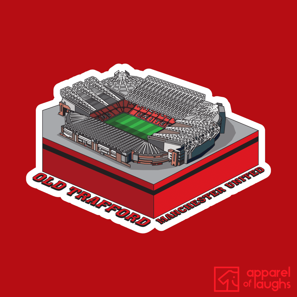 Manchester United old Trafford Football Stadium Illustration T Shirt Design Red