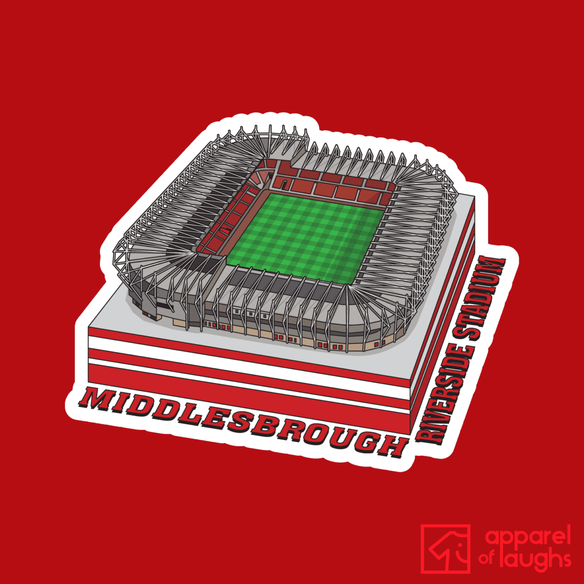 Middlesbrough Riverside Stadium Football Illustration T Shirt Design Red