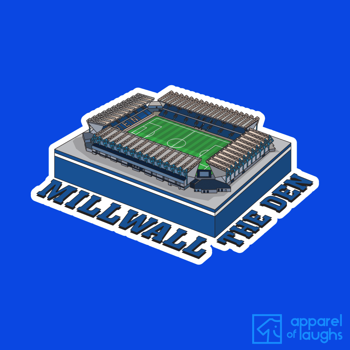 Millwall The Den Football Stadium T Shirt Design Royal Blue