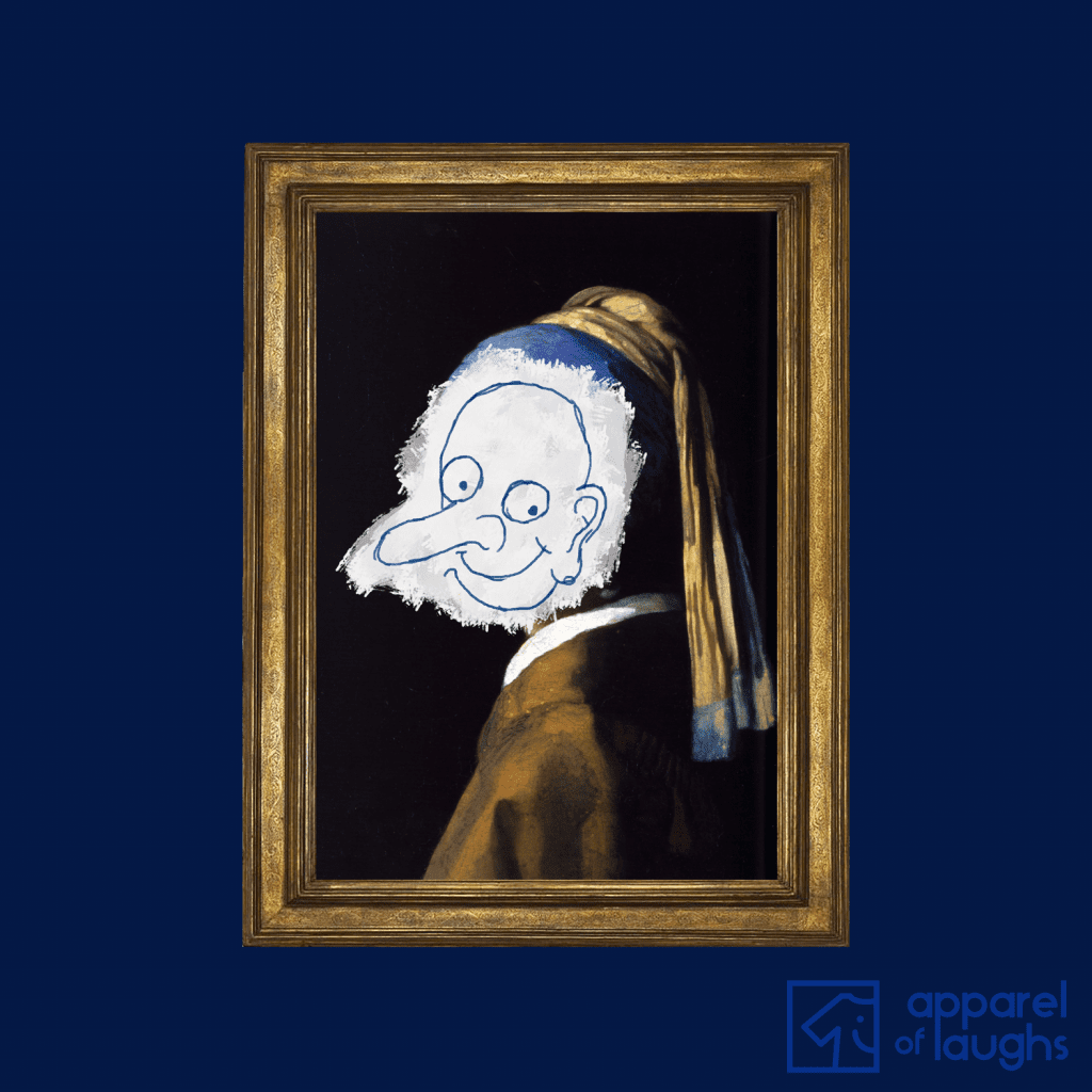 Mr Bean Girl with the Pearl Earring T-Shirt Design Navy
