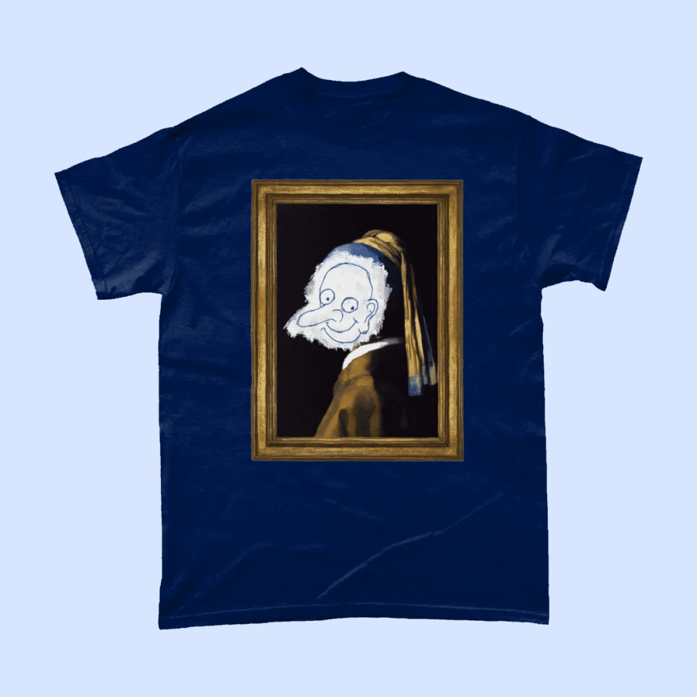 Mr Bean Girl with the Pearl Earring T Shirt Navy