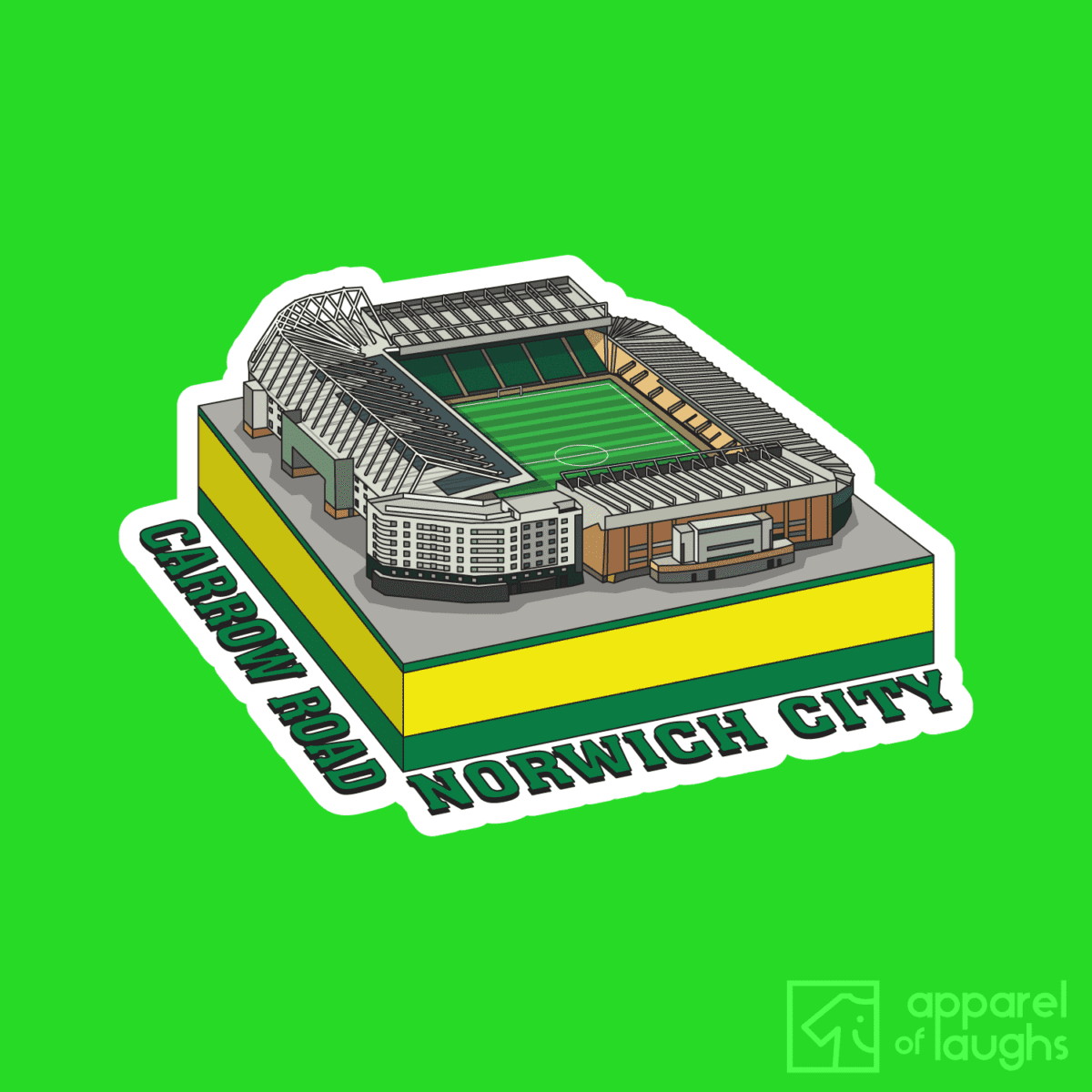 Norwich City Carrow Road Football Stadium Illustration T Shirt Antique Irish Green