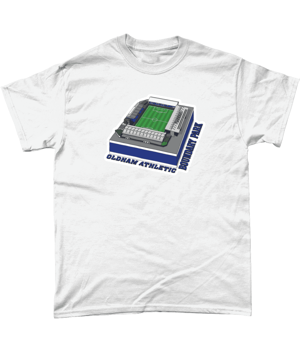 Oldham Athletic Boundary Park Football Stadium Illustration T Shirt White