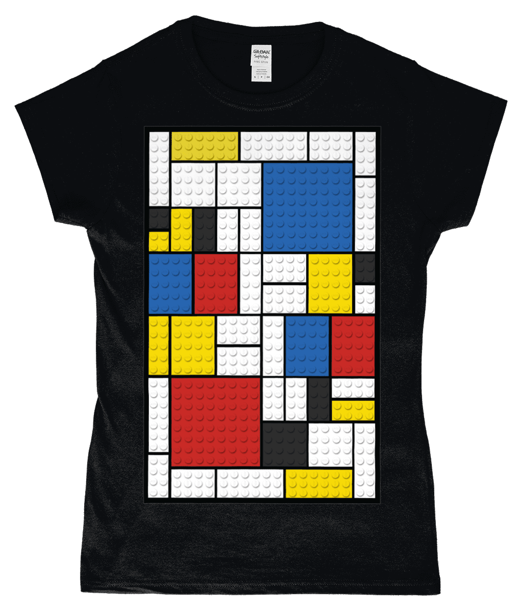 Lego Brick Mondrian Art Painting Women's T-Shirt Black