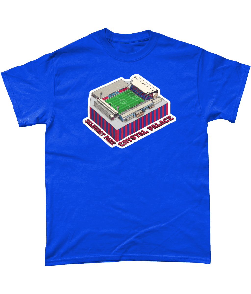 Crystal Palace Selhurst Park Football Stadium Illustration T Shirt Royal Blue
