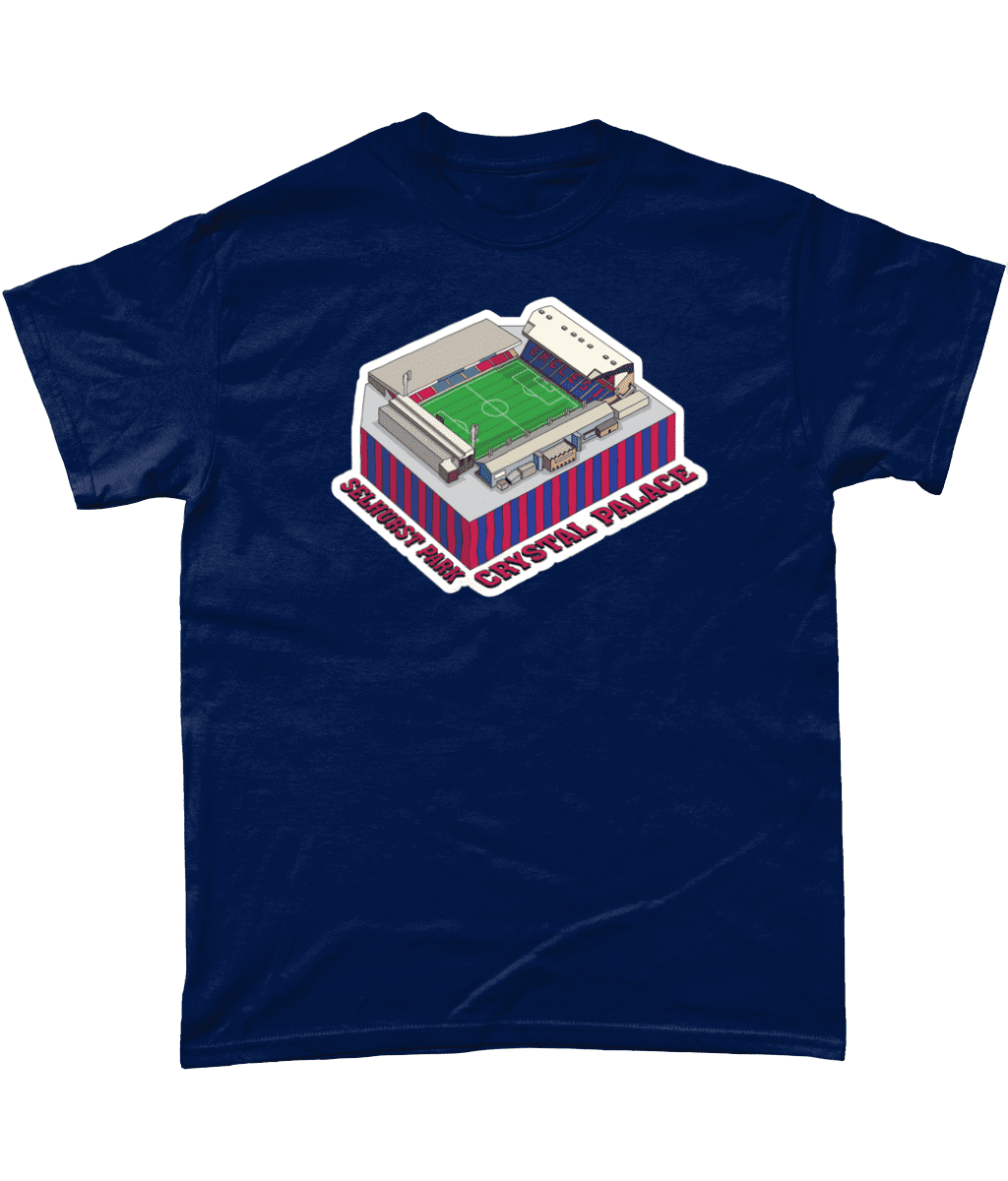 Crystal Palace Selhurst Park Football Stadium Illustration T Shirt Navy