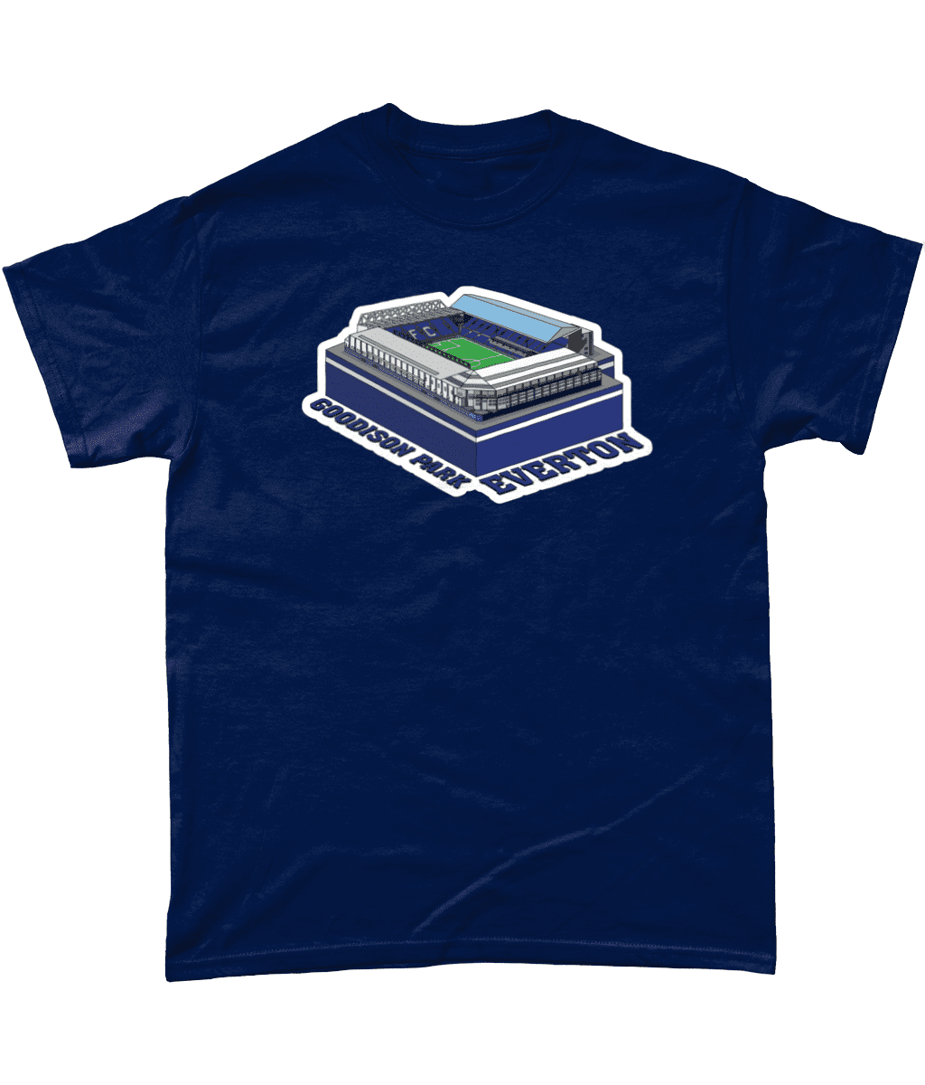 Everton Goodison Park Football Stadium Illustration T Shirt Navy