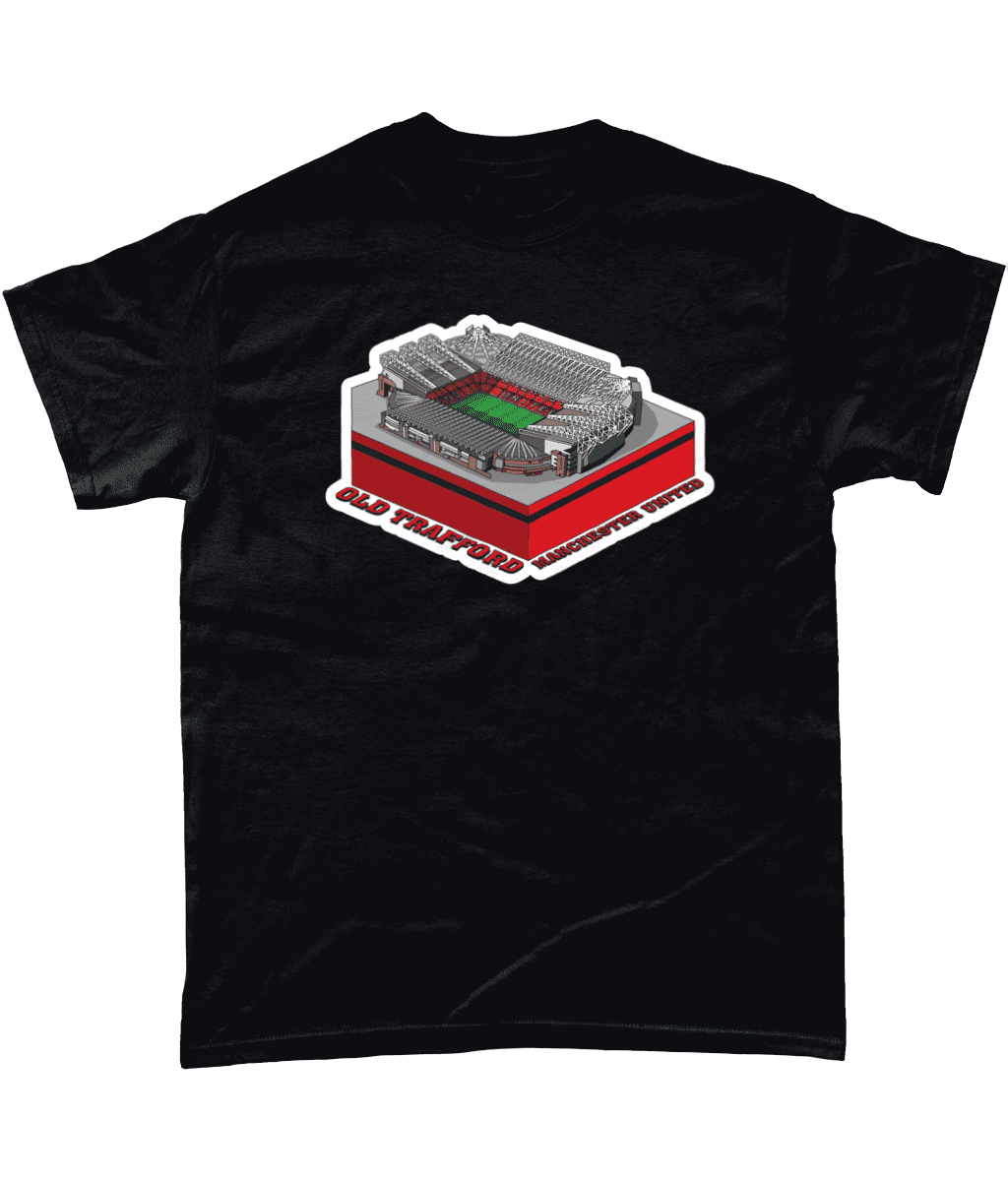 Manchester United old Trafford Football Stadium Illustration T Shirt Black