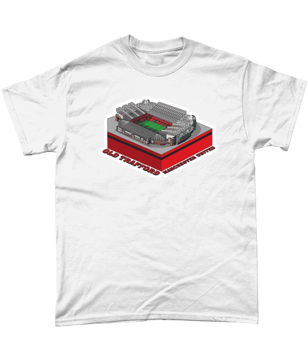 Manchester United old Trafford Football Stadium Illustration T Shirt White