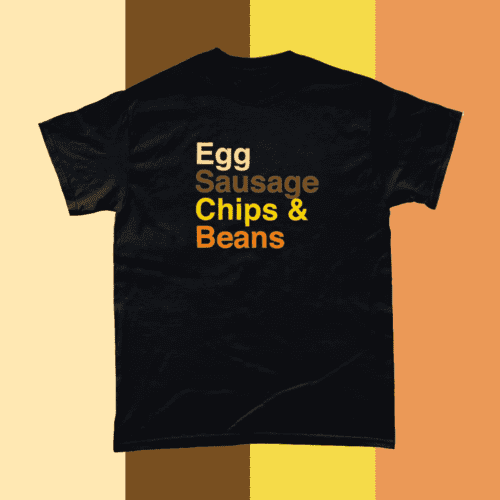 Egg Sausage Chips and Beans British Food Menu Men's T-Shirt Black