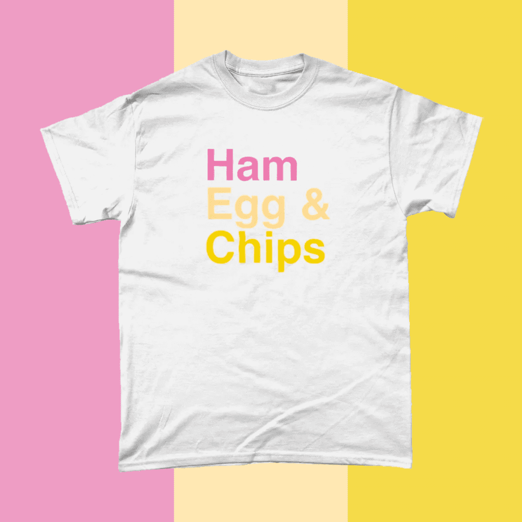 Ham Egg and Chips British Food Menu Men's T-Shirt White
