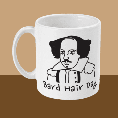 Bard Hair Day William Shakespeare Mug Left