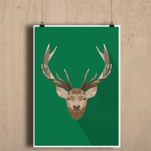 Low Poly Stag Deer Home Decor Fine Art Print A2