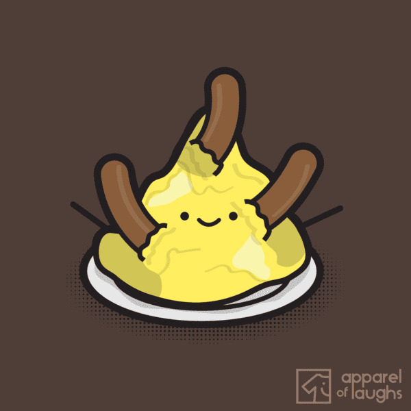 Bangers and Mash British Food Cute Kawaii Men's T-Shirt Design Dark Chocolate